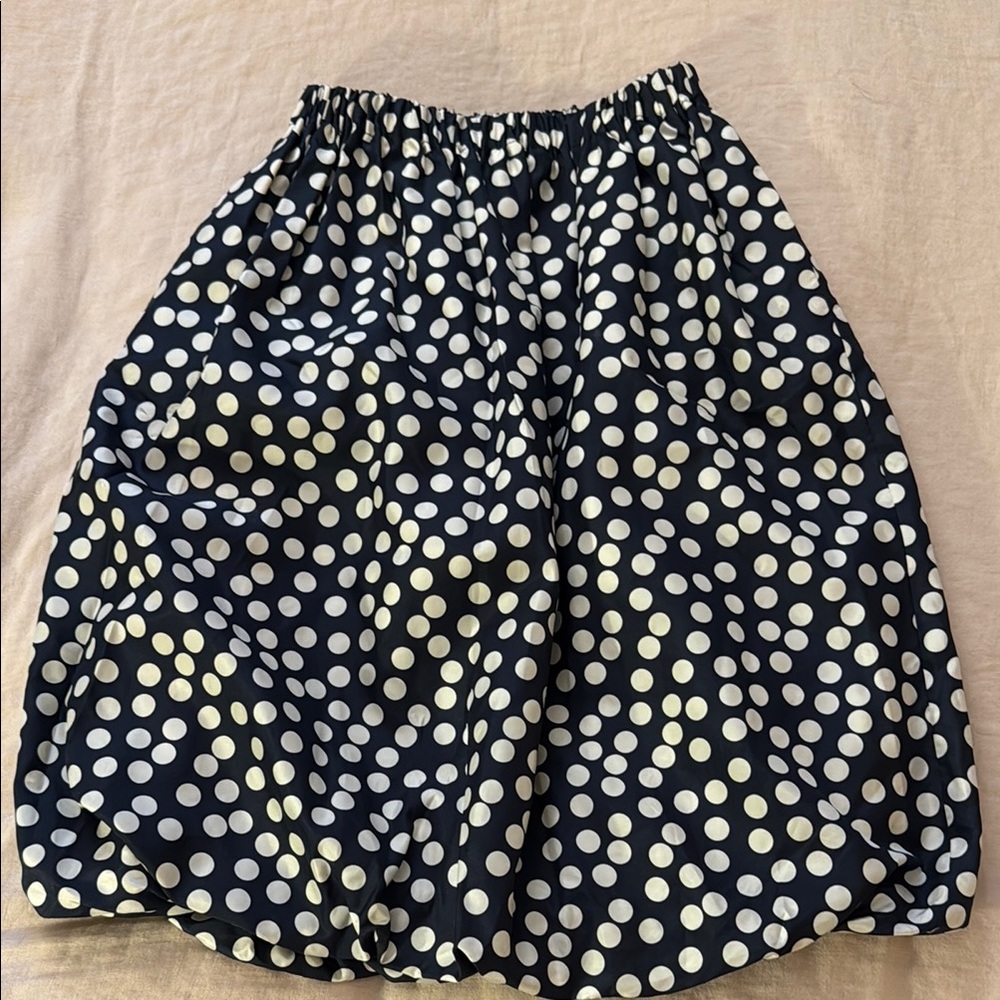 J.Crew Crewcuts Silk Dark Blue Balloon Skirt with White Dots size 8